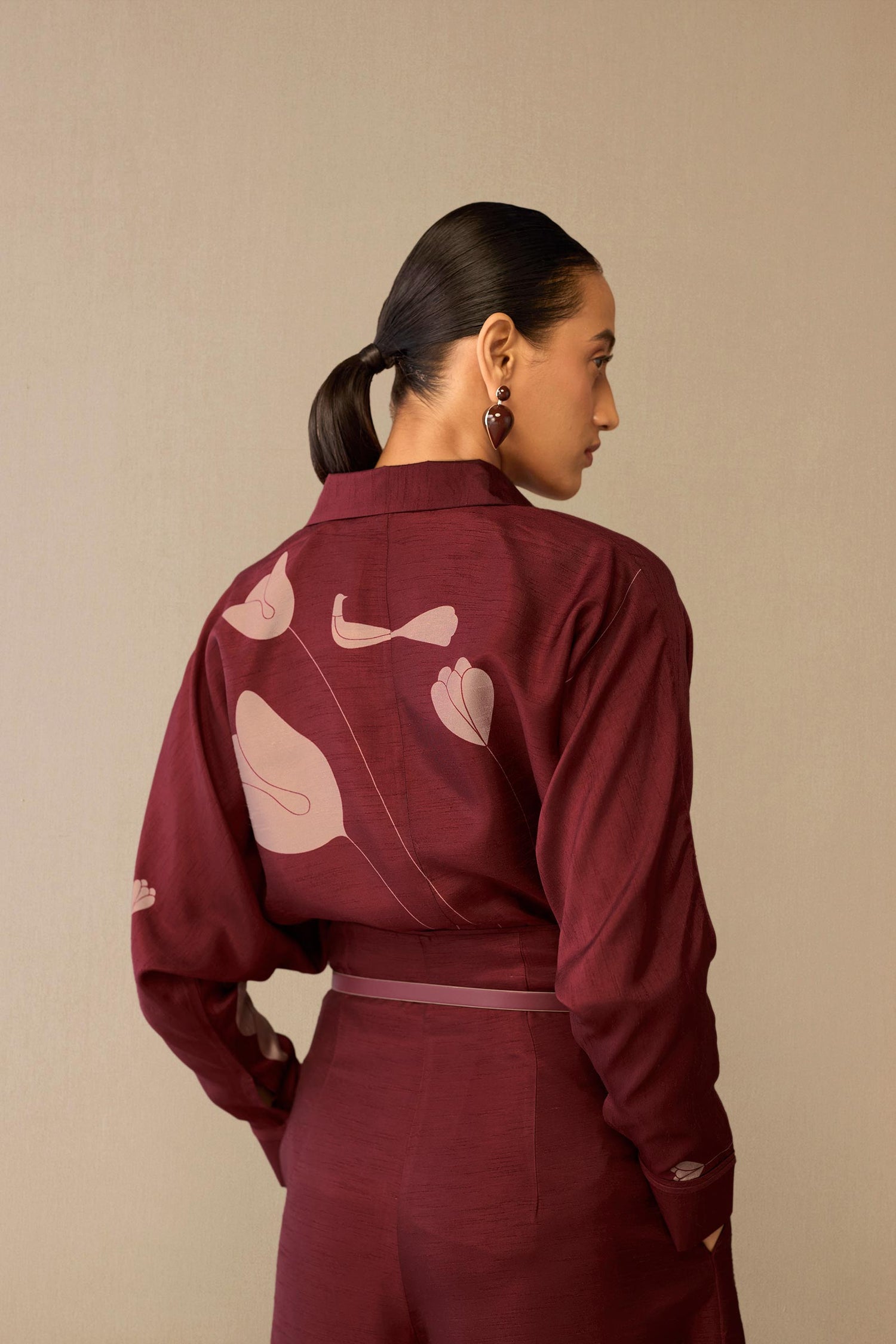  Silk Odele Shirt Set – Red