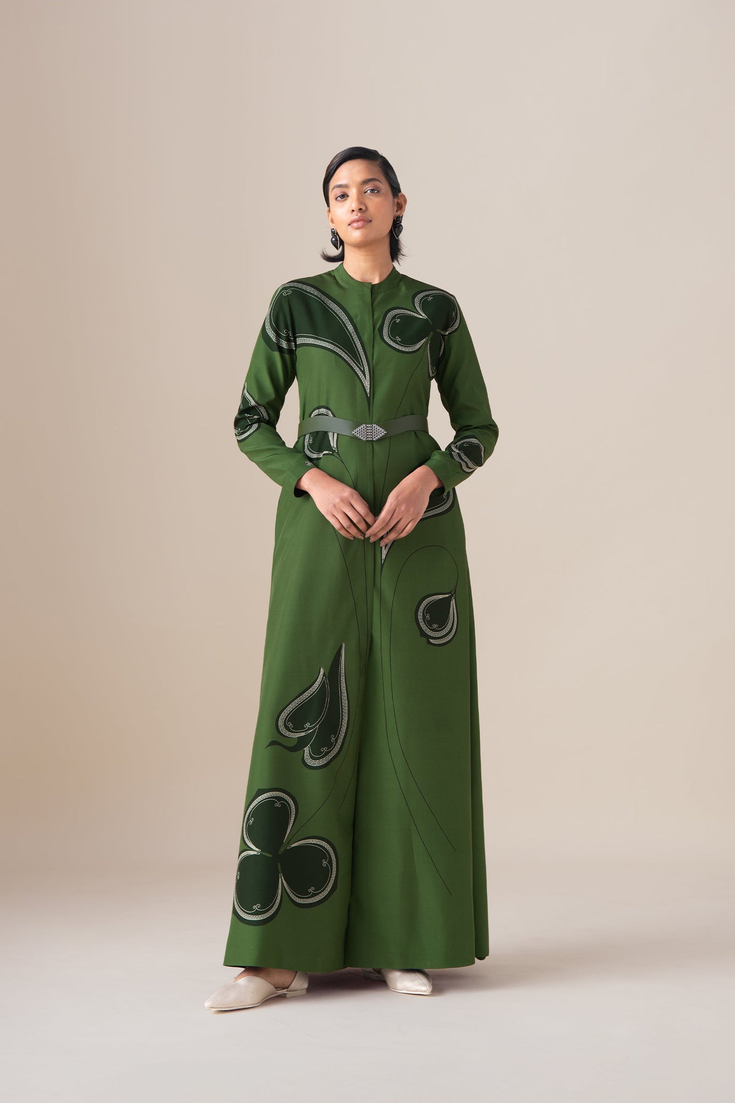  Habutai Saeeda Abaya Set – Green