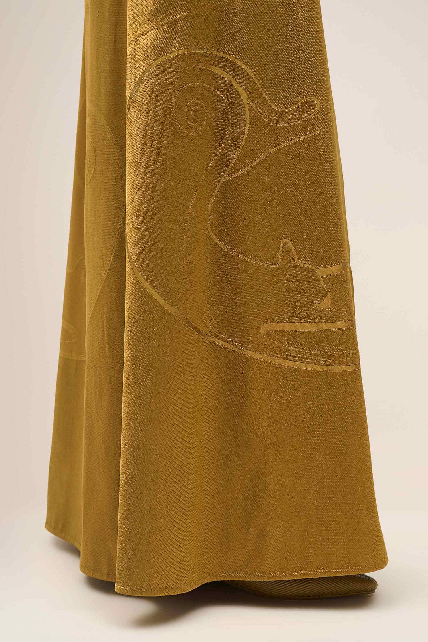  Chanderi Shabana Abaya Set – Yellow