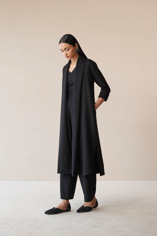 Wool Adele Throw Set – Black