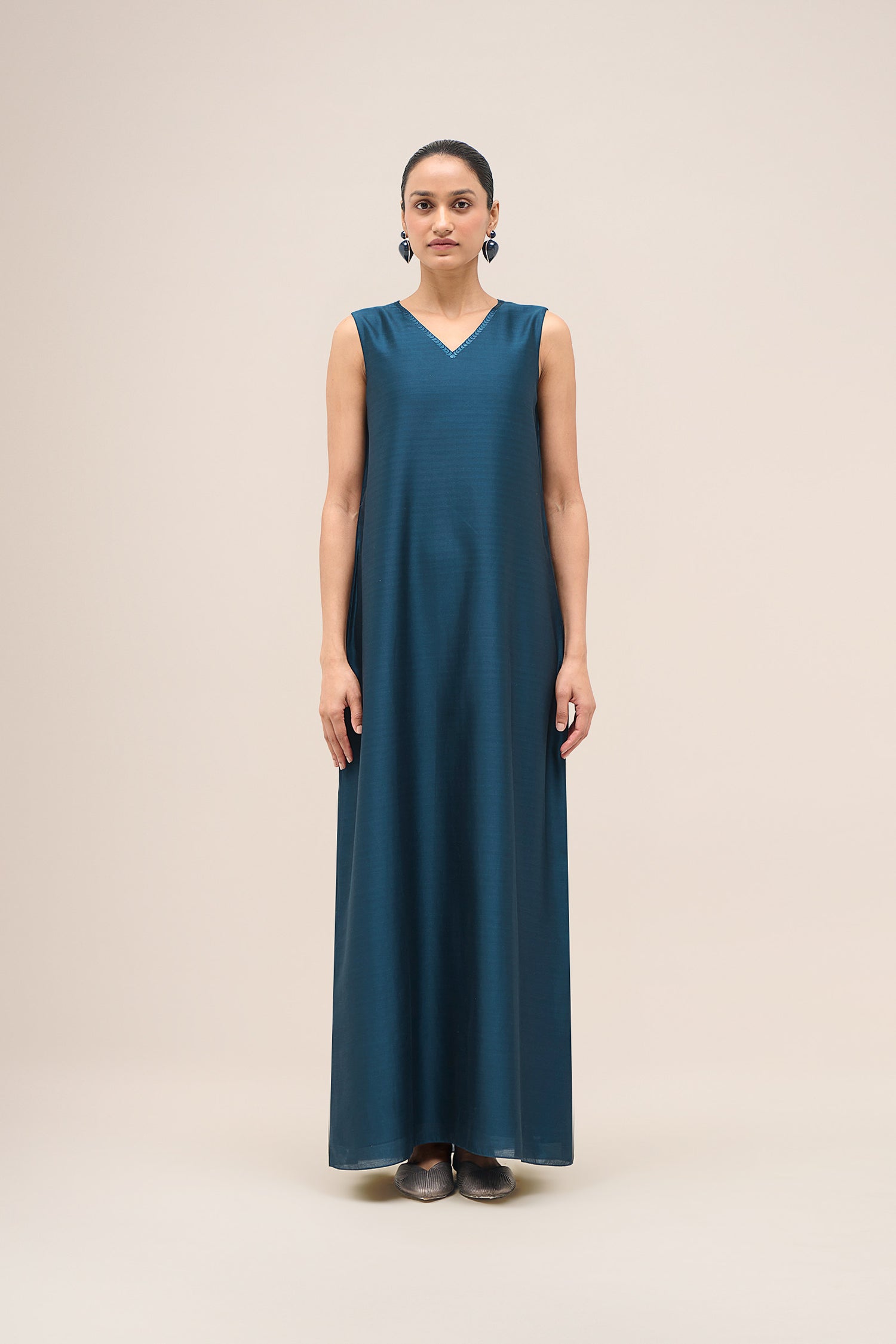  Shantung Raziya Abaya Set – Blue