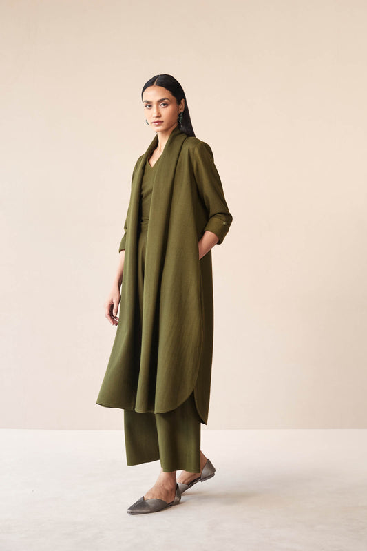 Wool Adele Throw Set – Green
