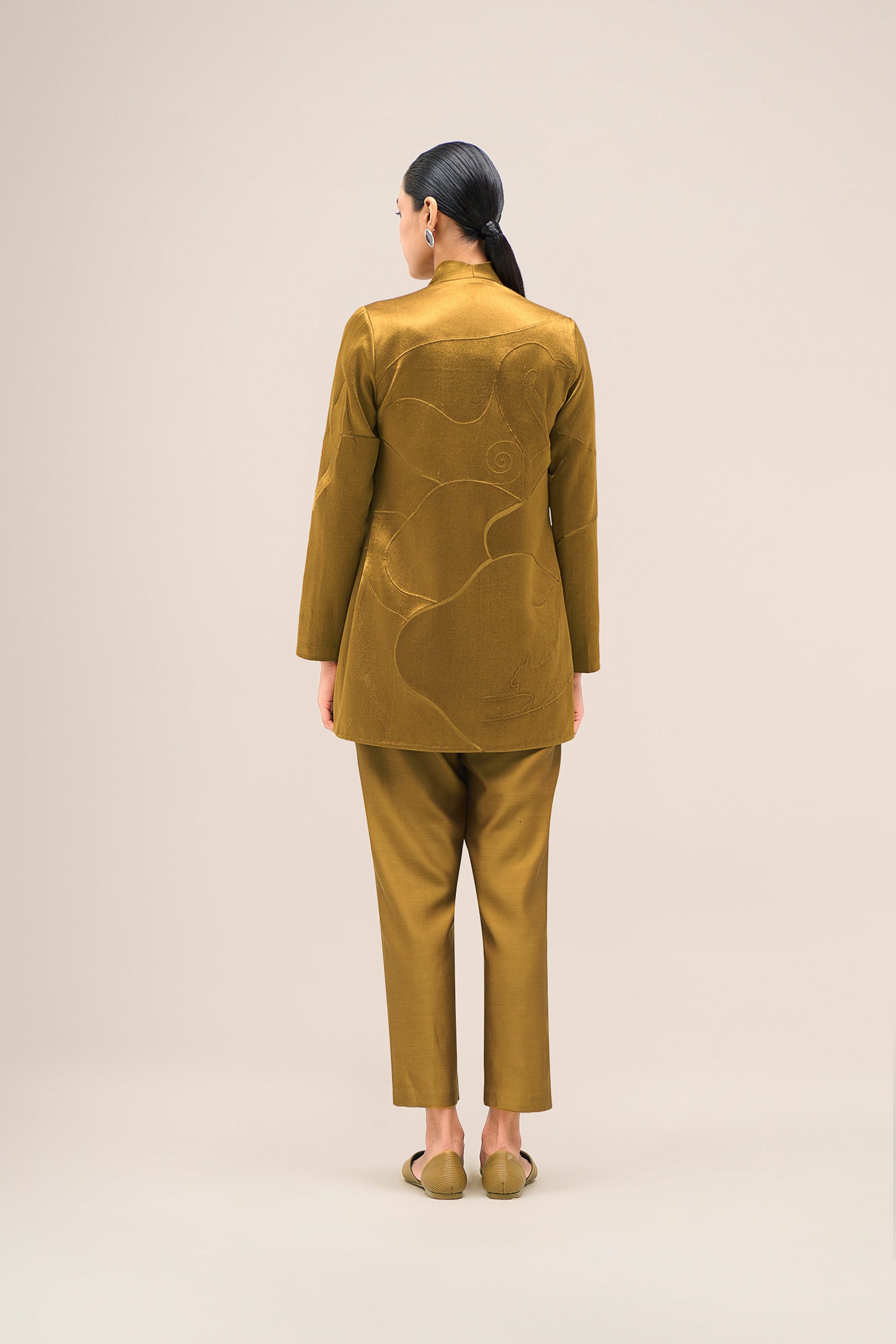  Chanderi Mona Jacket Set – Yellow