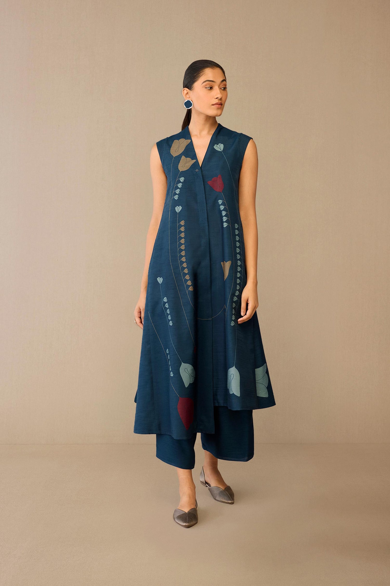 Silk Zia Jacket Set – Blue