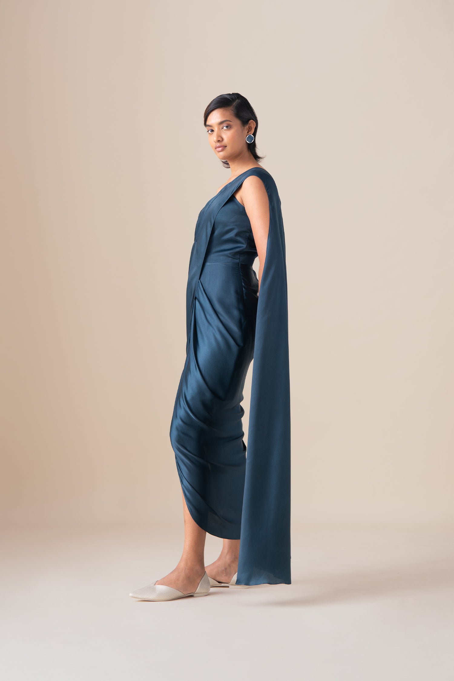  Habutai Sidra Saree Set – Blue