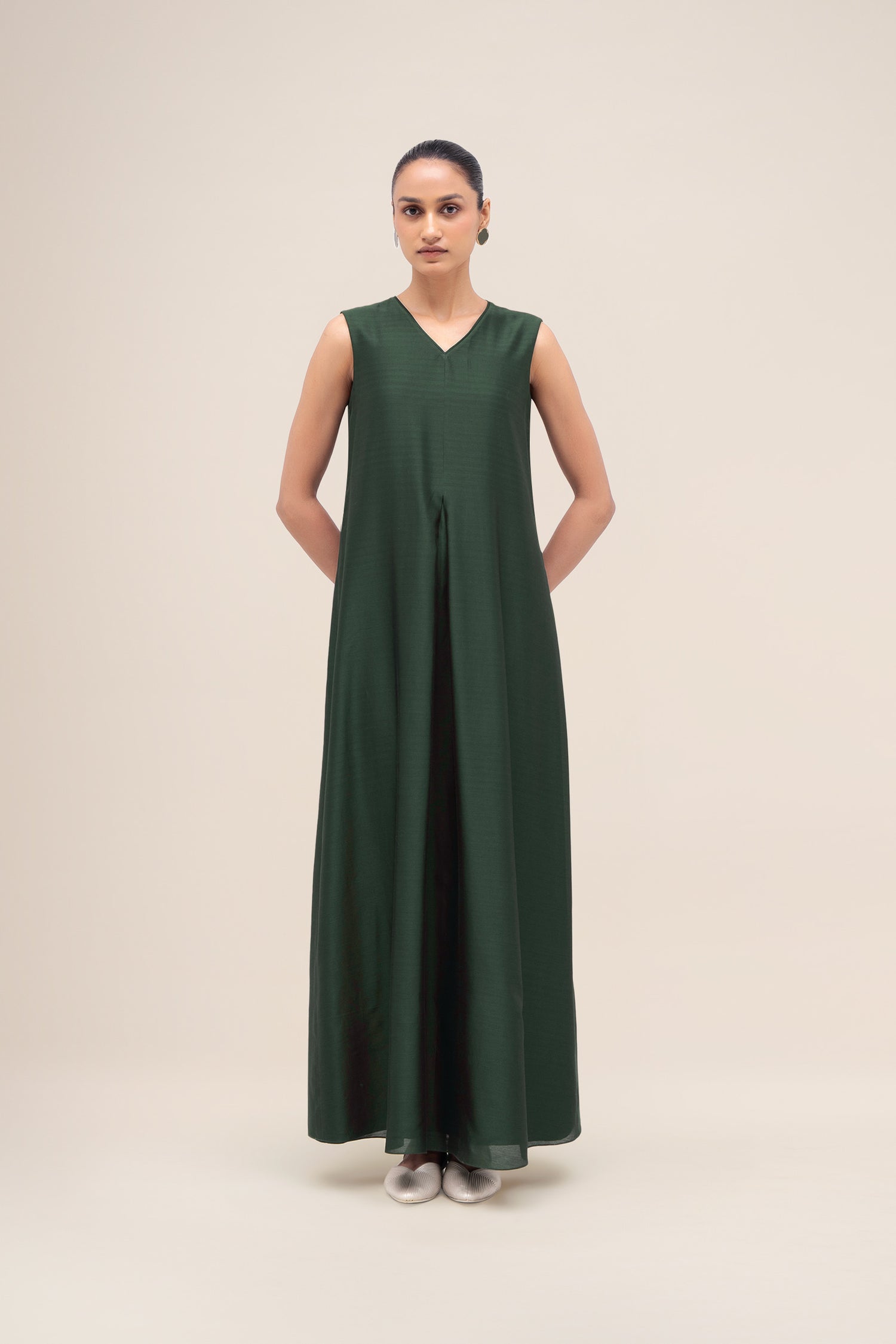 Chanderi Ghubar Abaya Set – Green