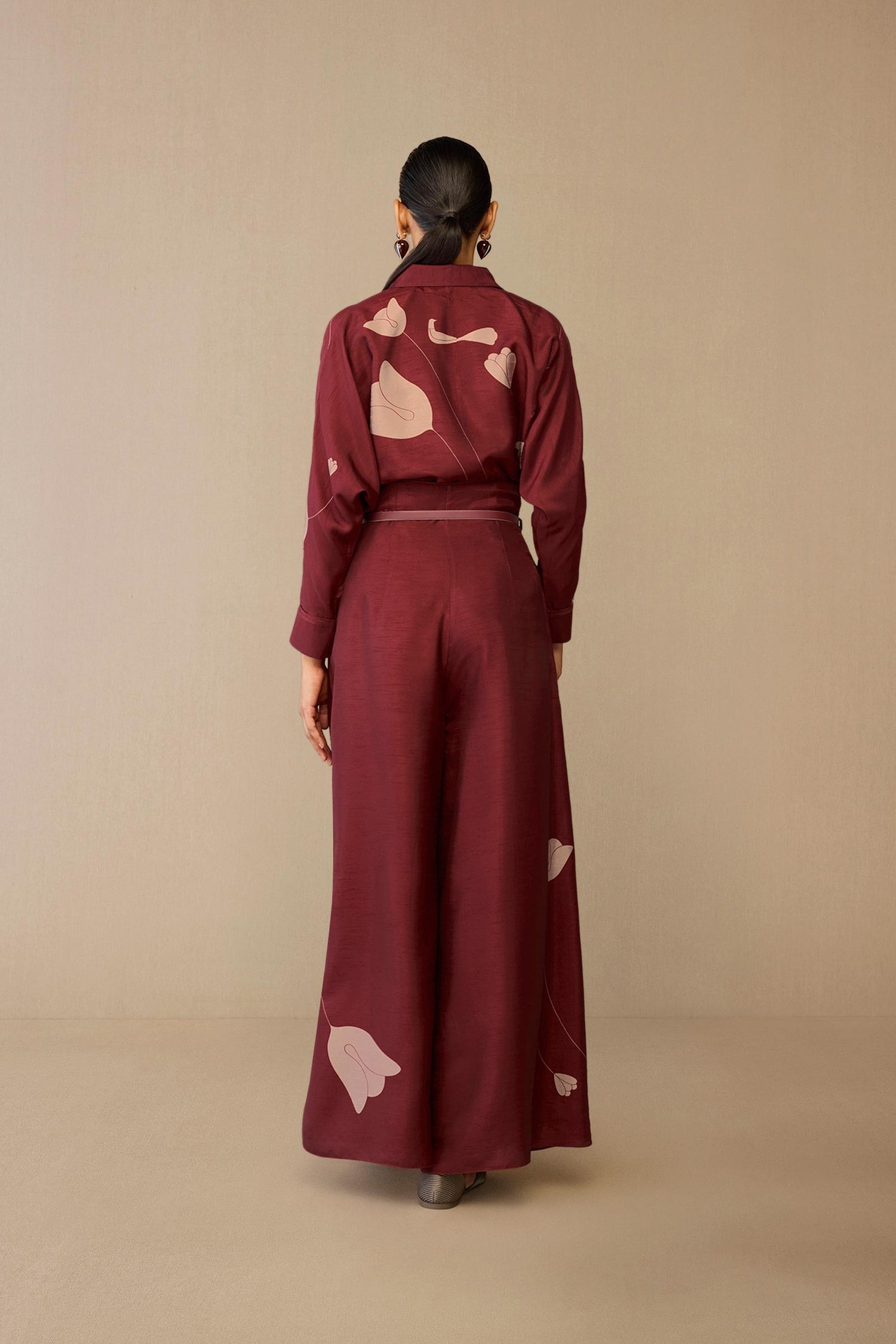  Silk Odele Shirt Set – Red