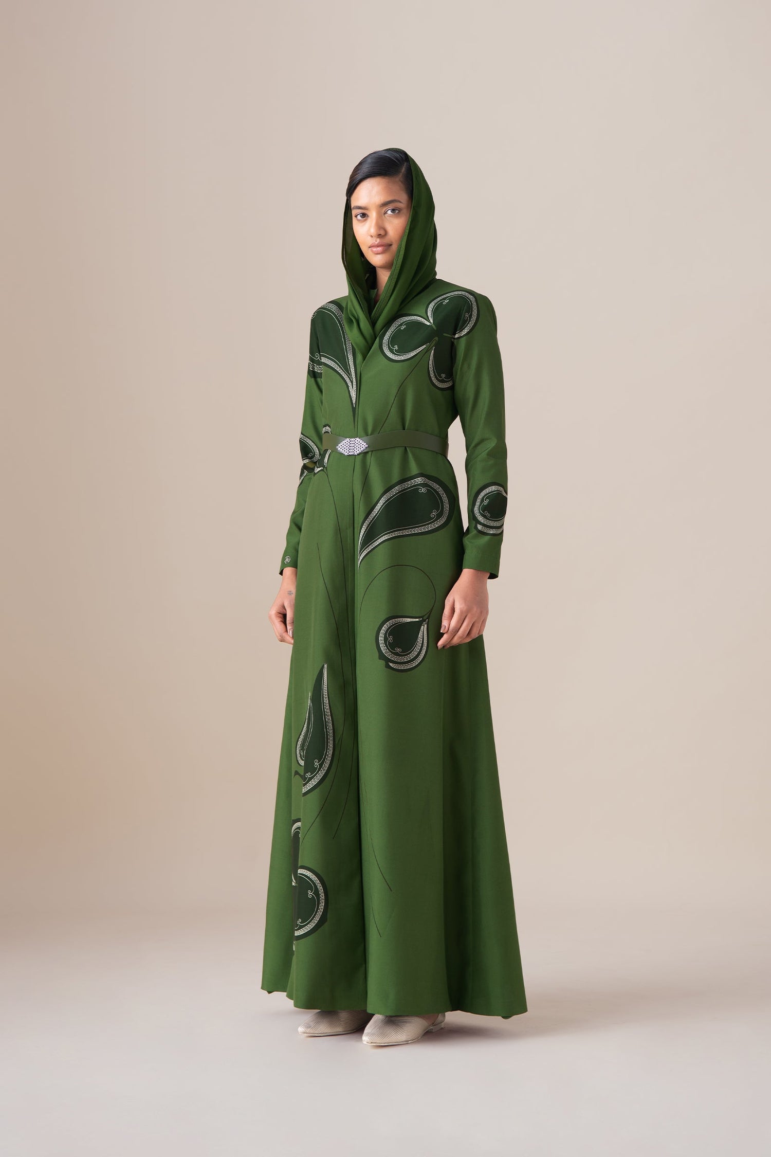  Habutai Saeeda Abaya Set – Green