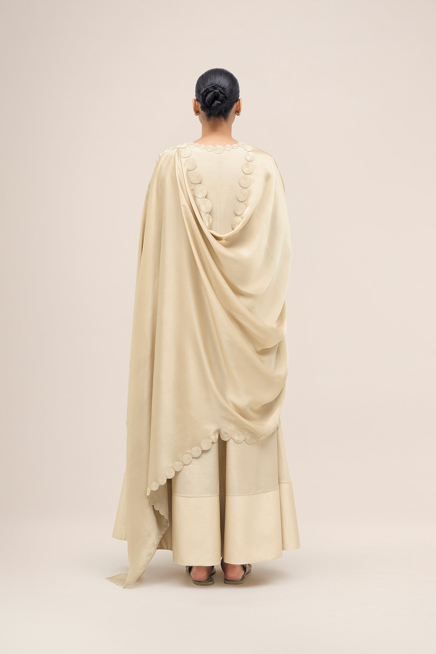  Chanderi Rida Jacket Set – Beige