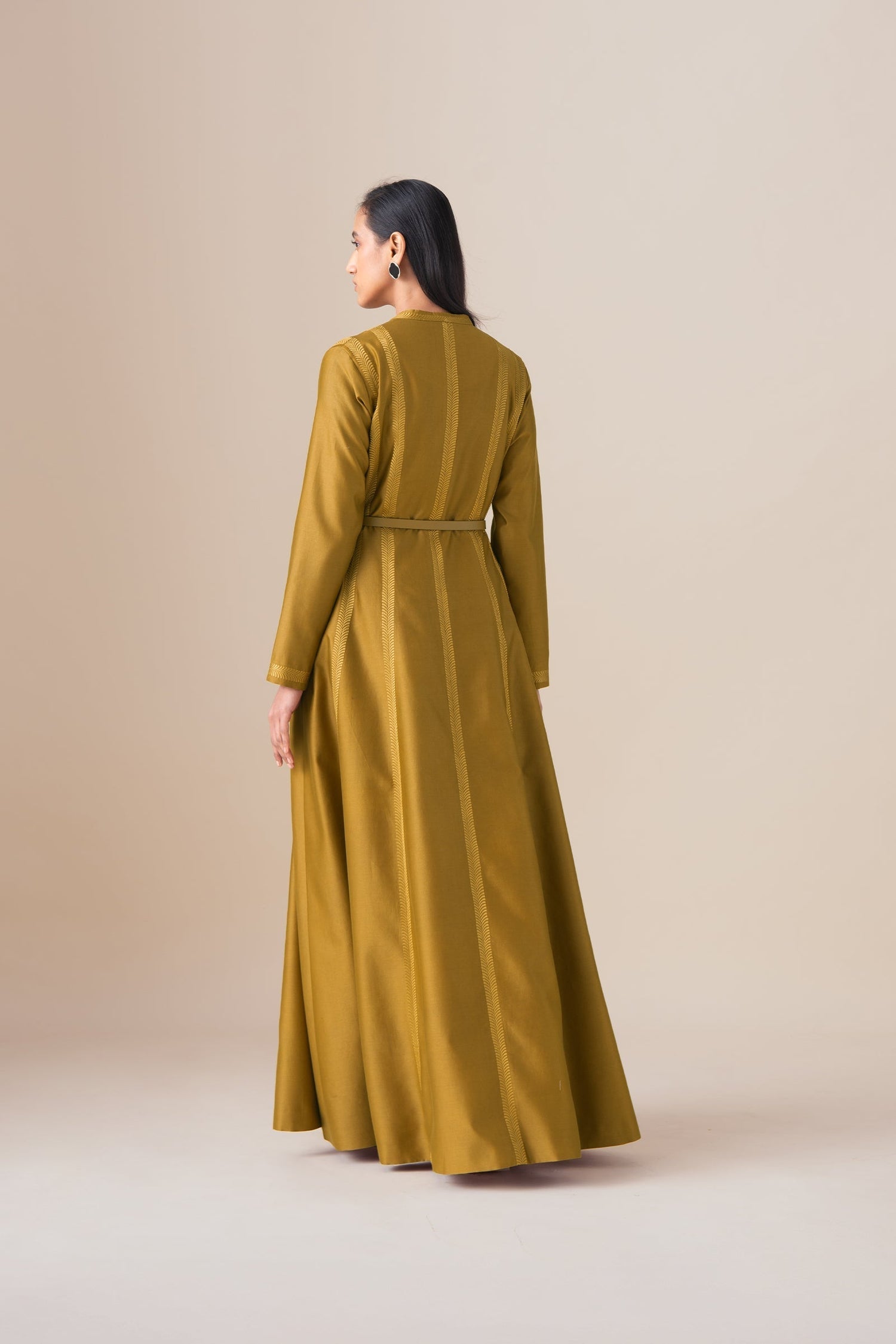    Chanderi Rubab Abaya Set – Yellow