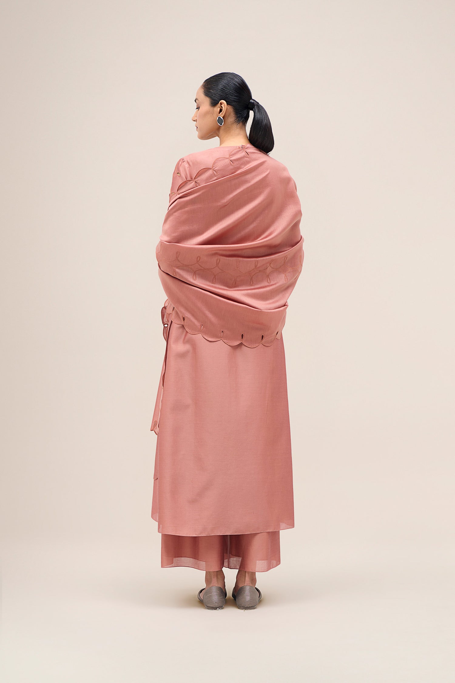  Chanderi Svara Kurta Set – Pink