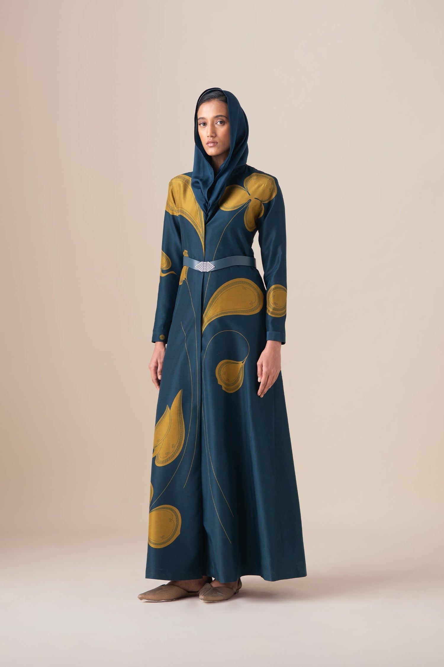  Habutai Saeeda Abaya Set – Blue