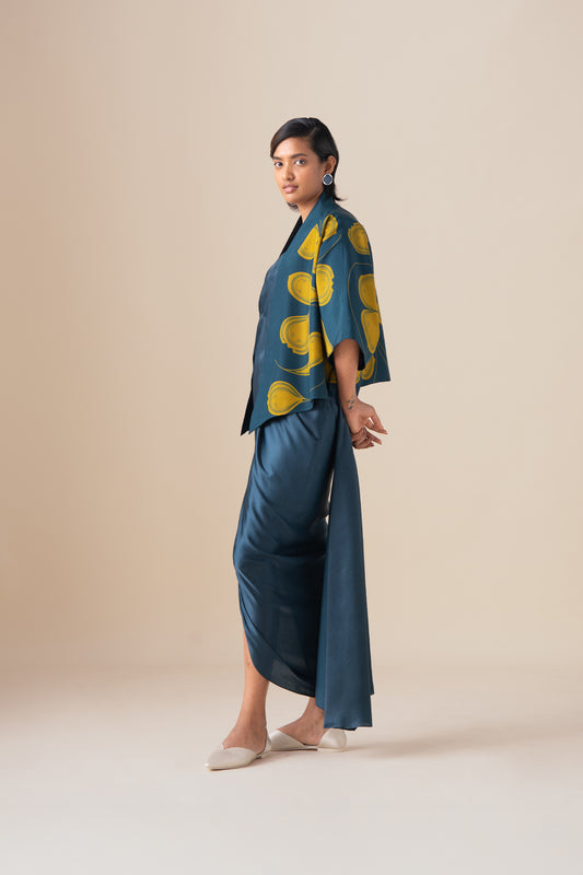 Habutai Sidra Saree Set – Blue