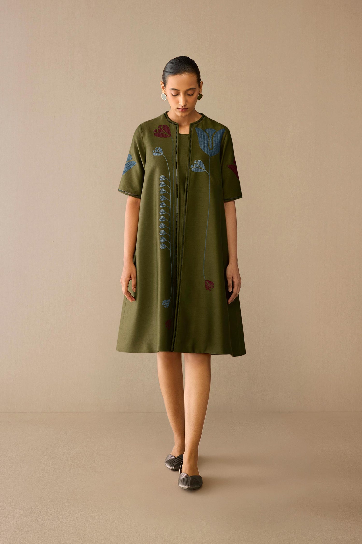  Chanderi Atara Jacket Set – Green