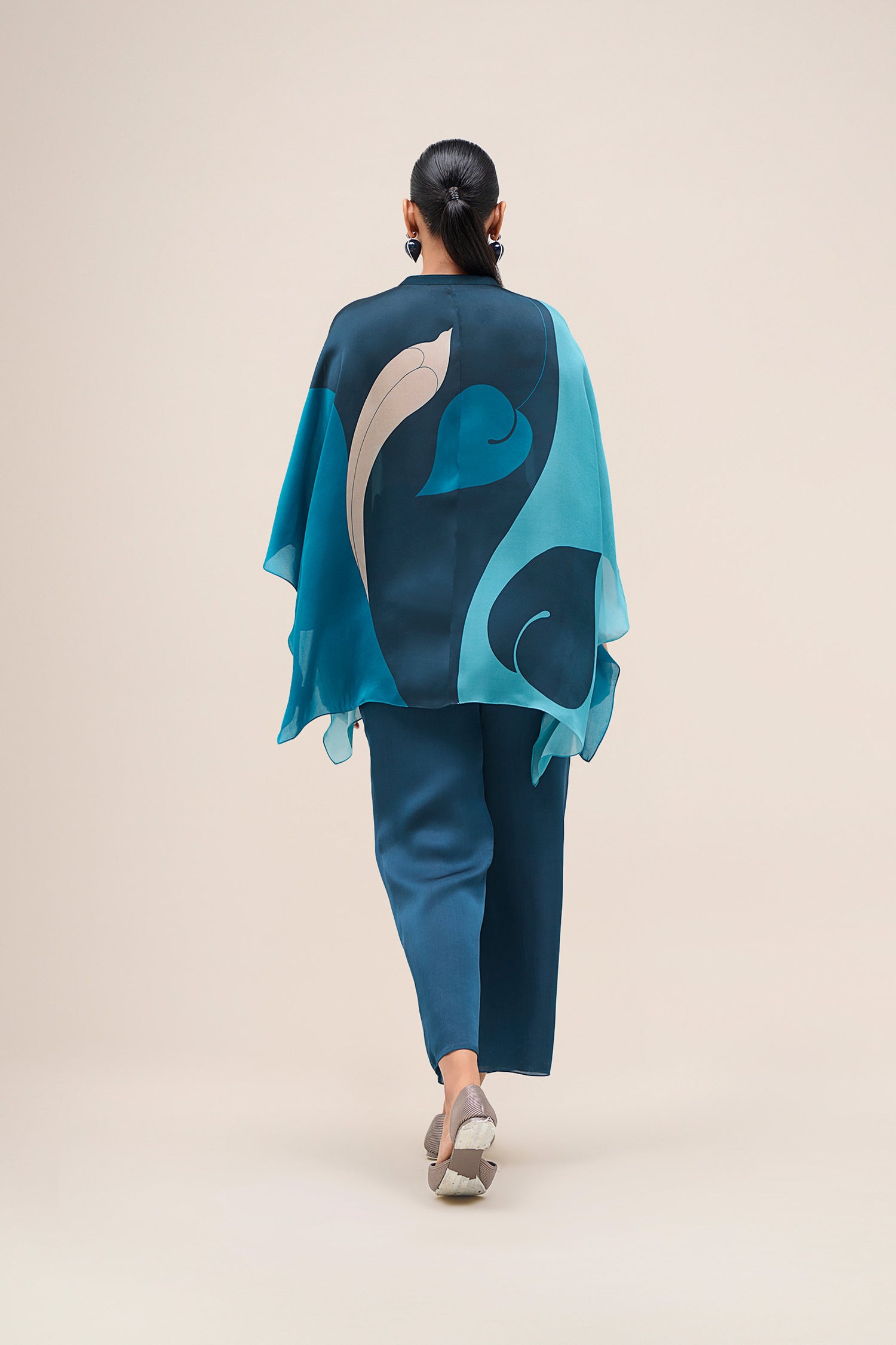  Organza Miya Kaftan Shirt Set – Blue