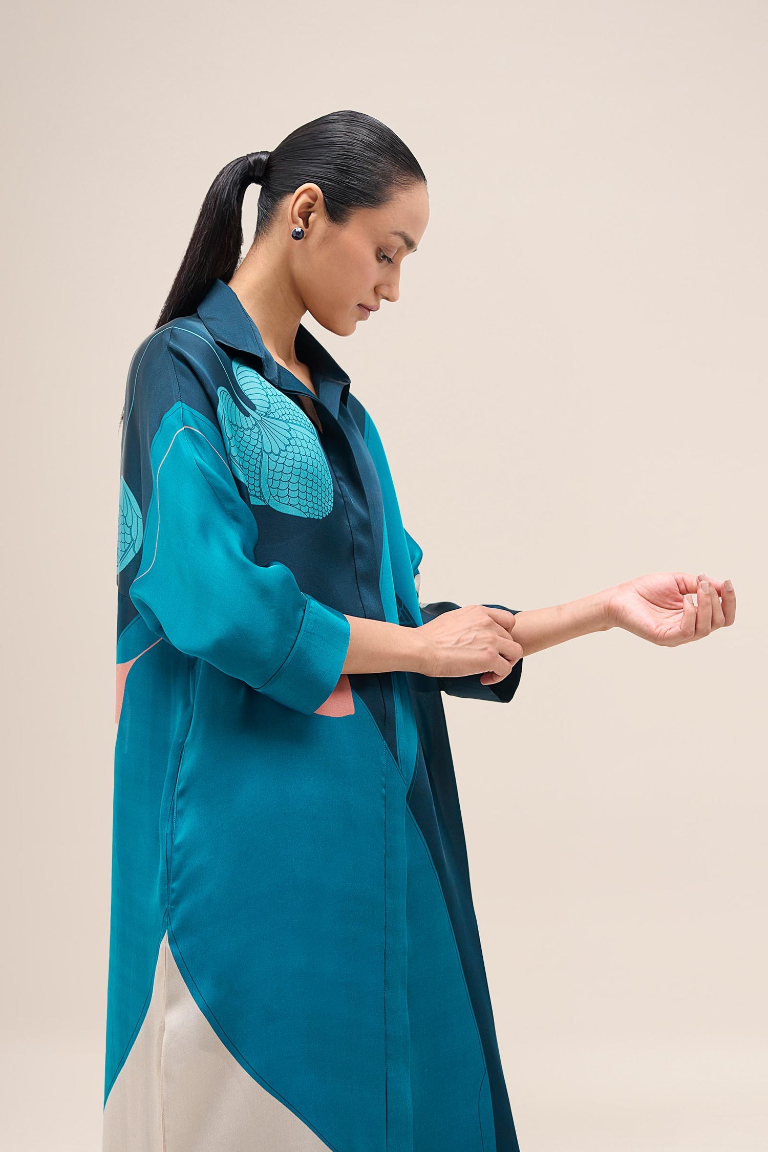  Organza Nila Tunic Set – Blue