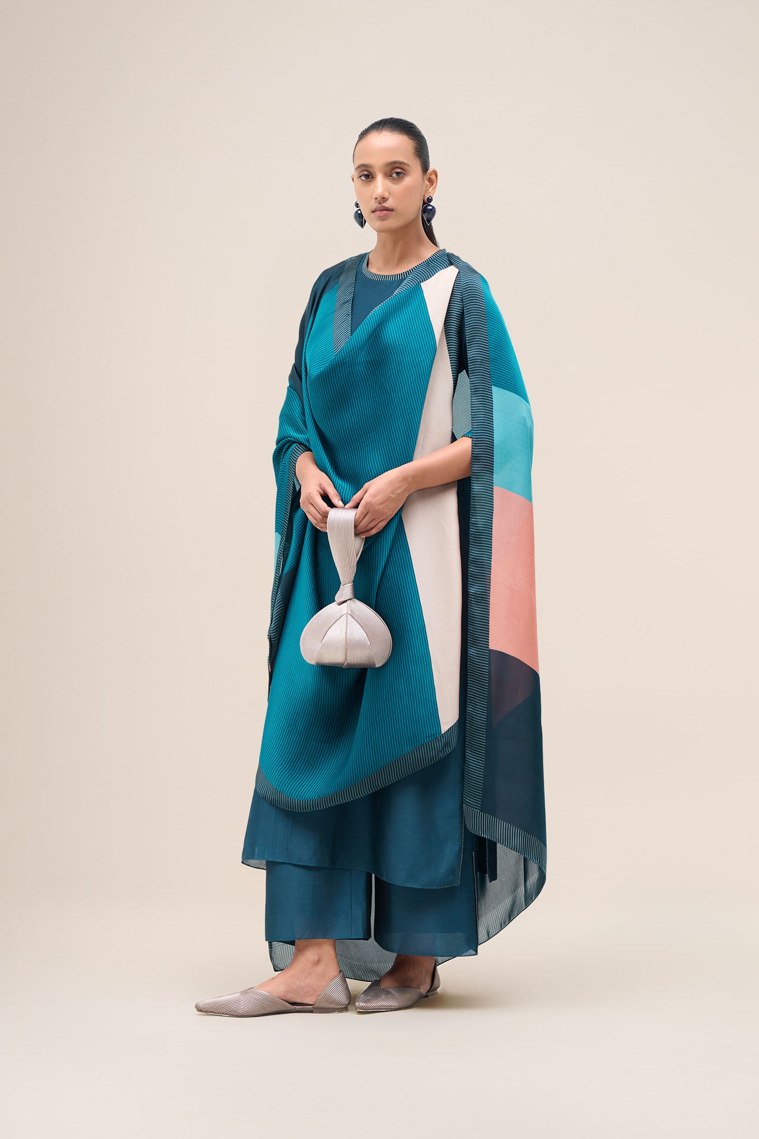  Chanderi Shiloh Kurta Set – Blue
