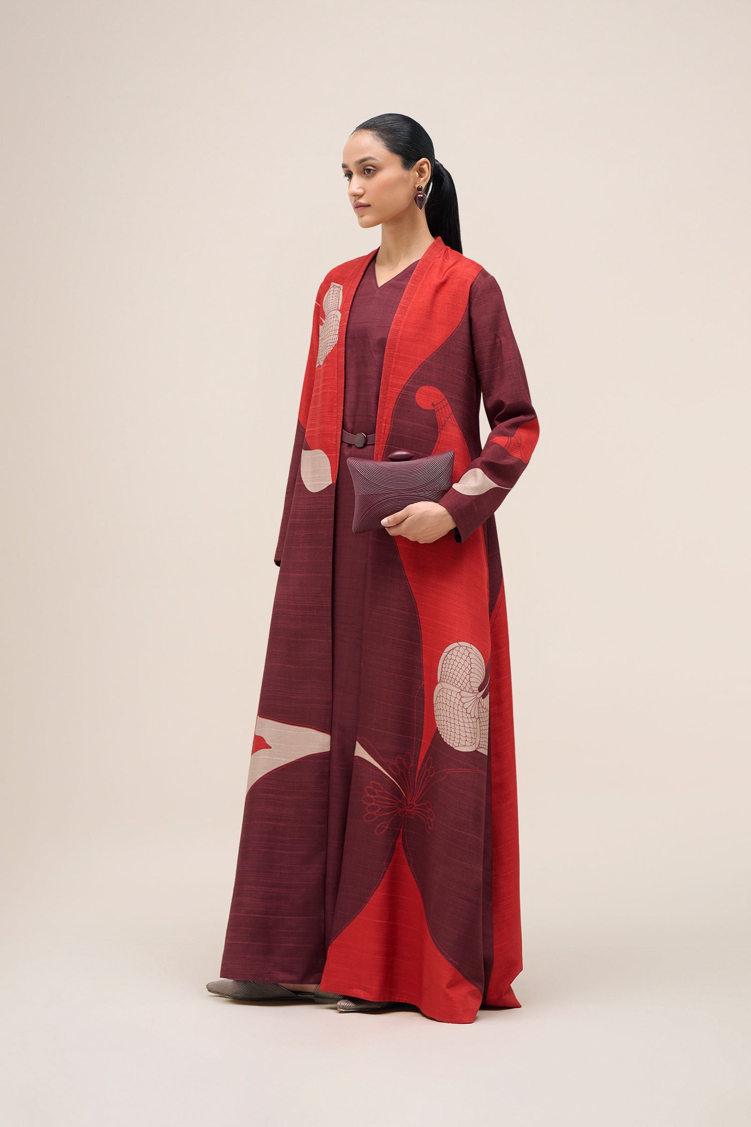  Silk Naaz Abaya Set – Red