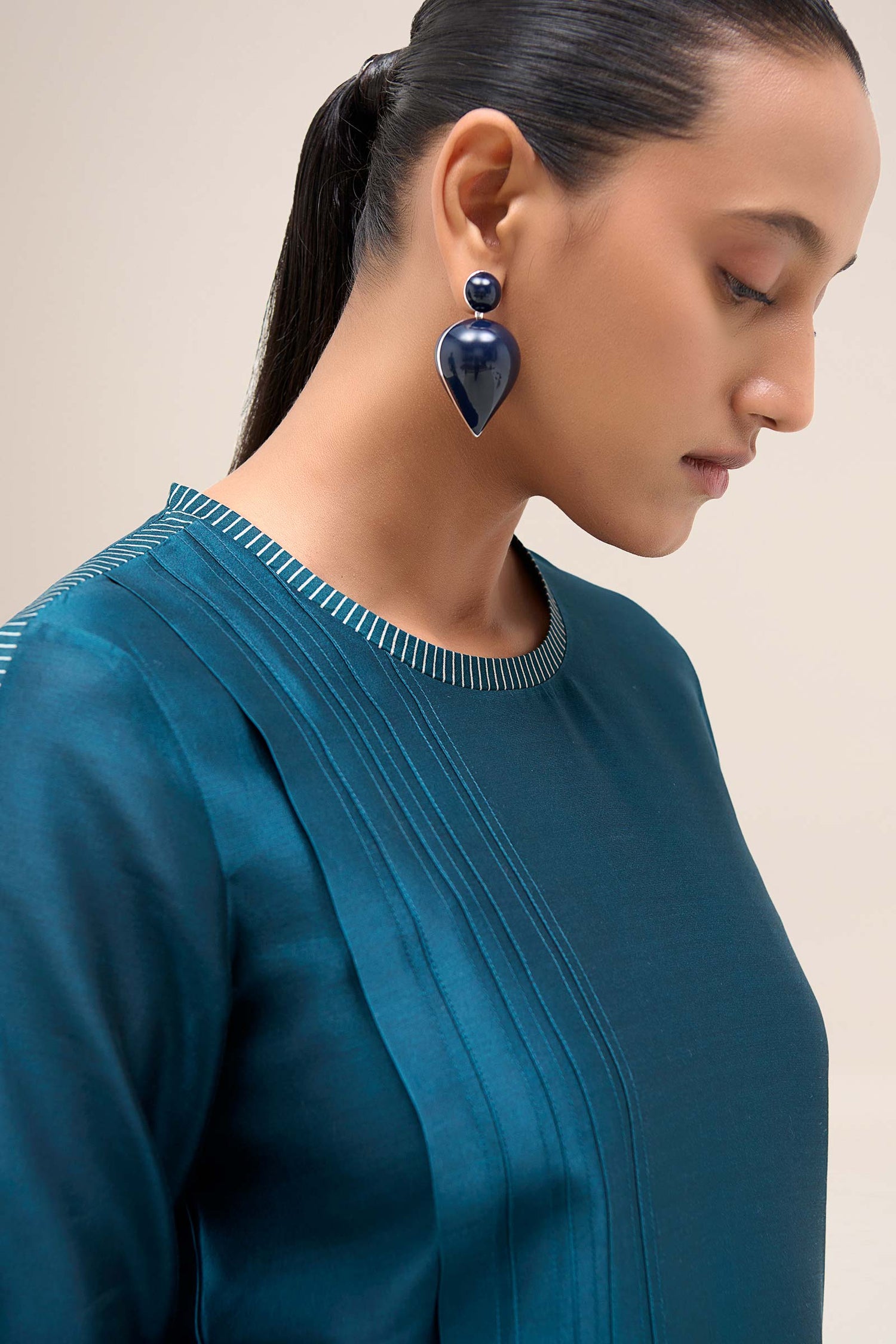  Chanderi Safira Kurta Set – Blue