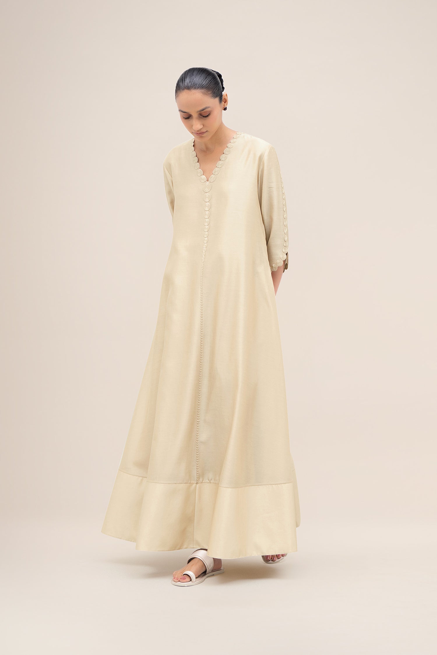  Chanderi Naghma Kurta Set – Beige