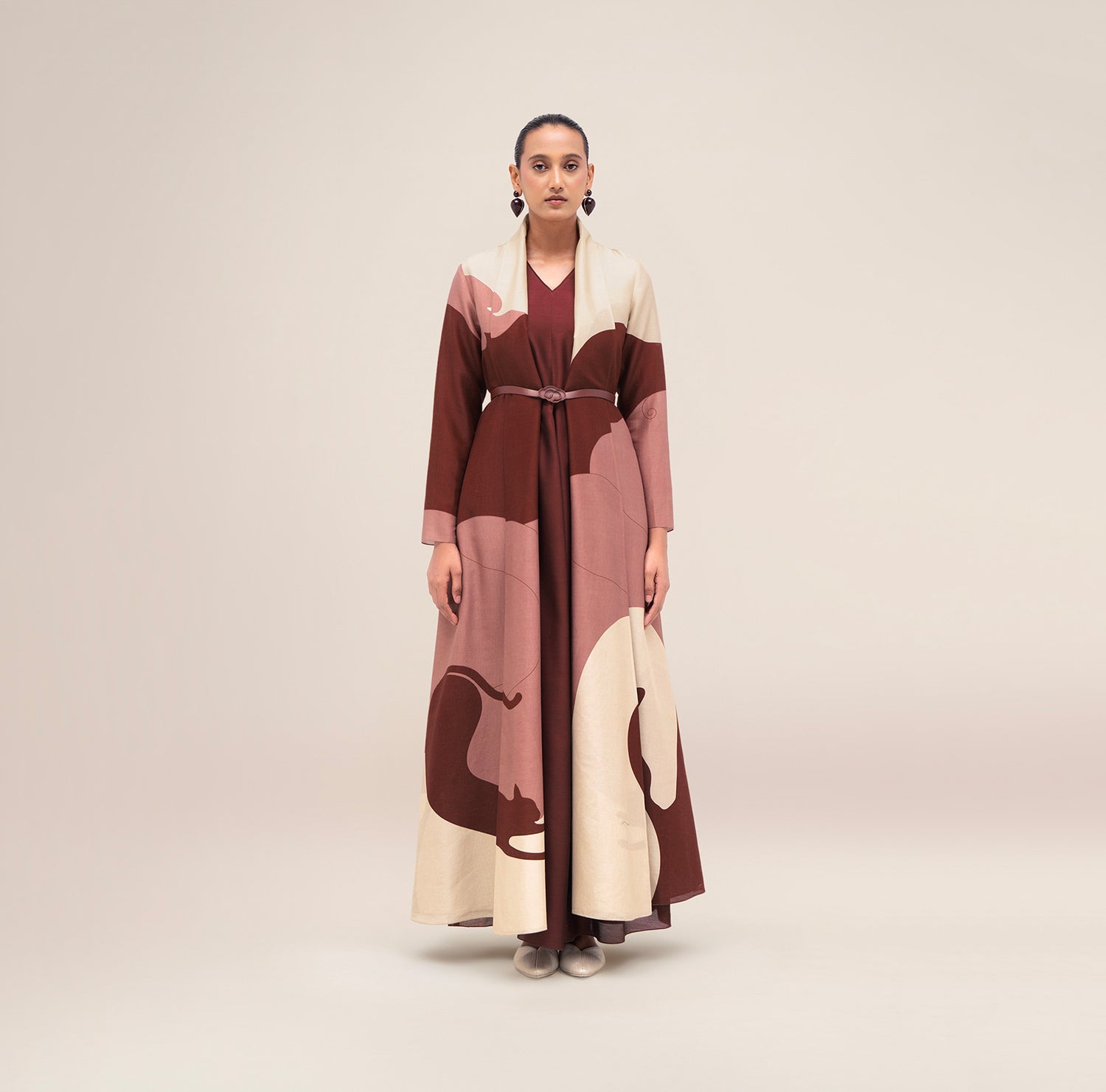  Chanderi Ghubar Abaya Set – Red