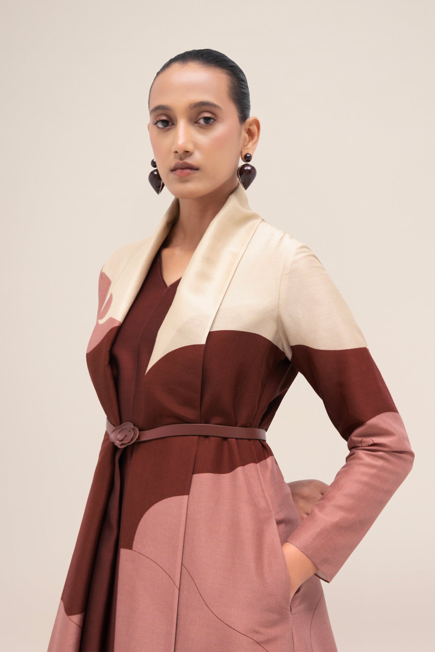  Chanderi Ghubar Abaya Set – Red