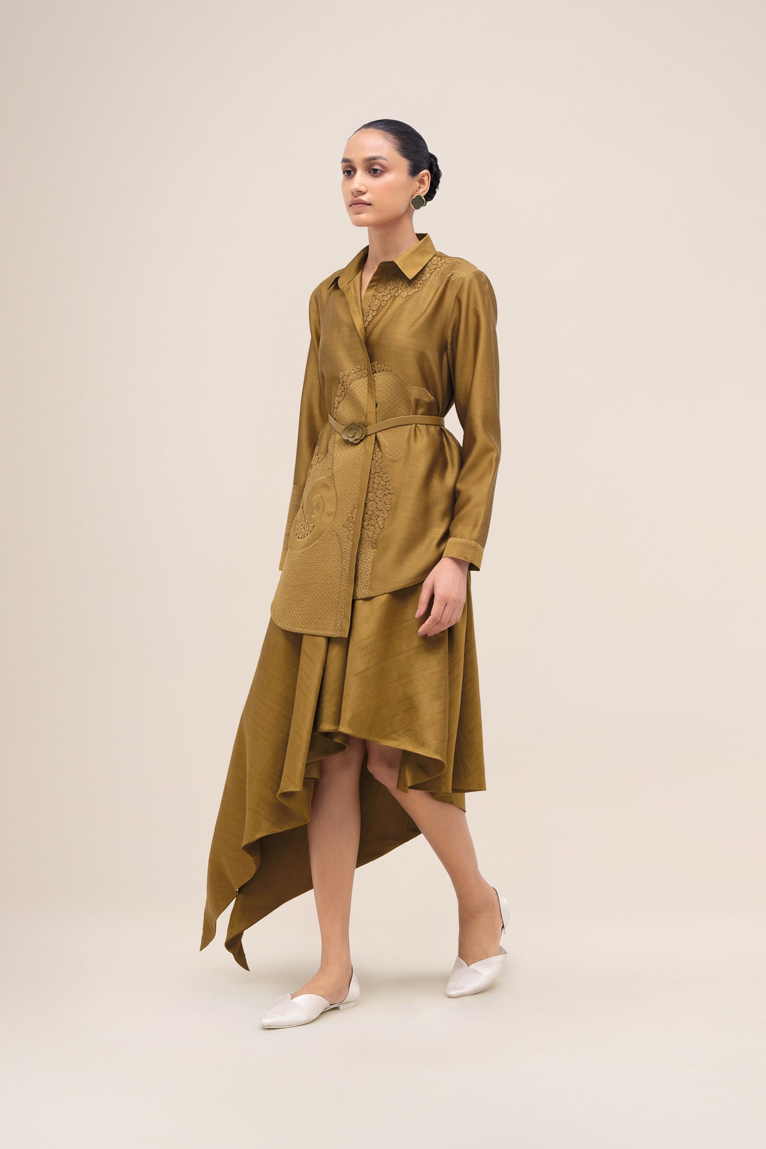  Silk Akina Shirt Set – Green