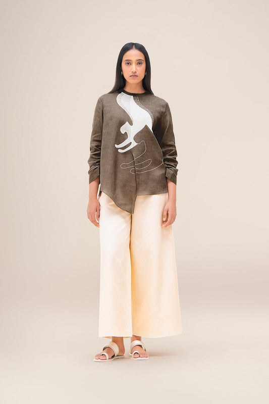 Linen Aquila Top Set – Brown