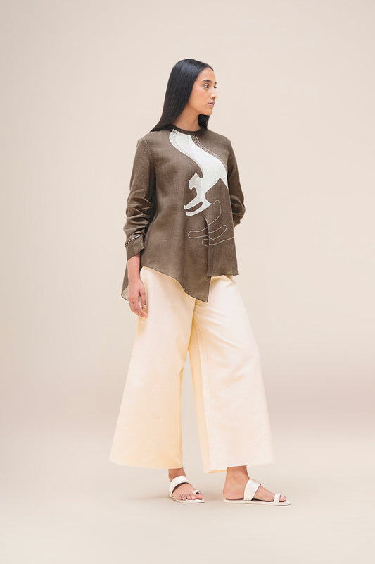 Linen Aquila Top Set – Brown