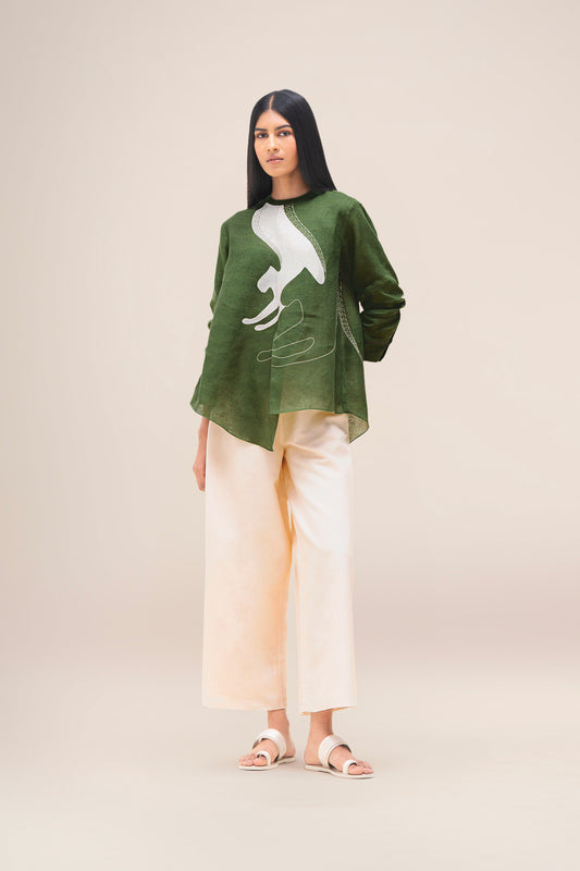 Linen Aquila Top Set – Green