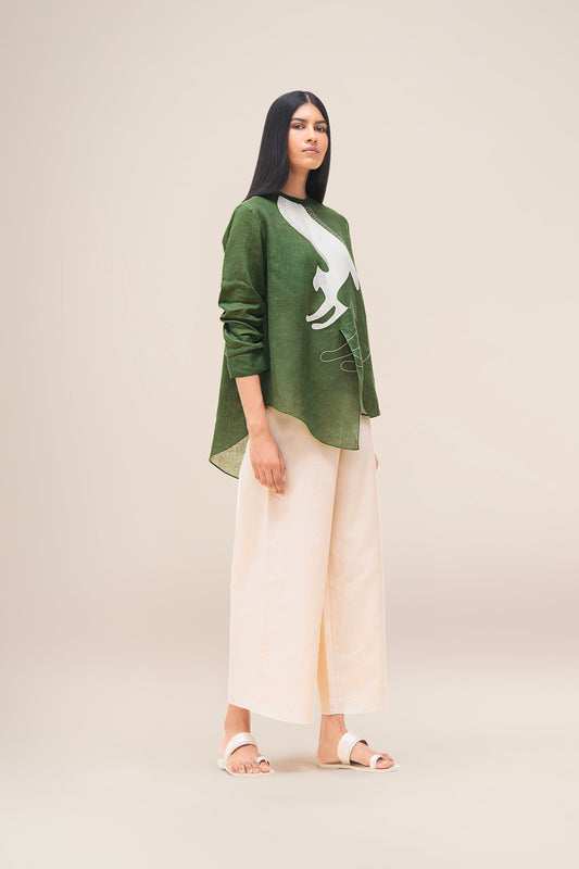 Linen Aquila Top Set – Green