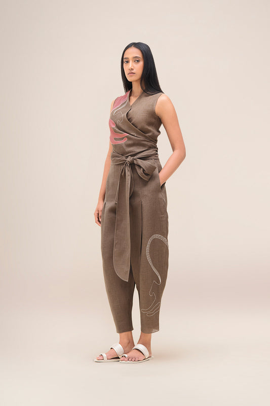 Linen Robin Top Set – Brown