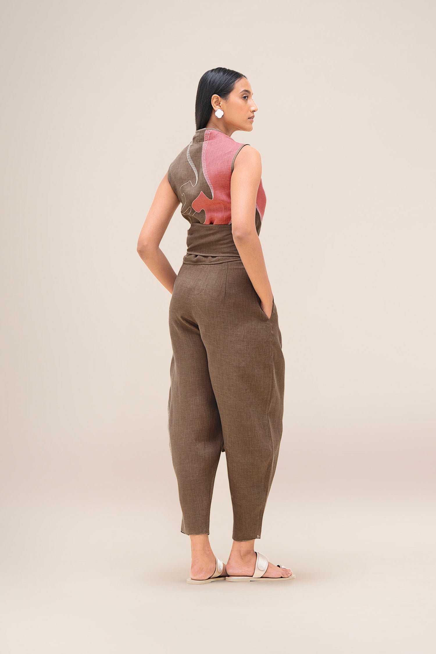  Linen Robin Top Set – Brown