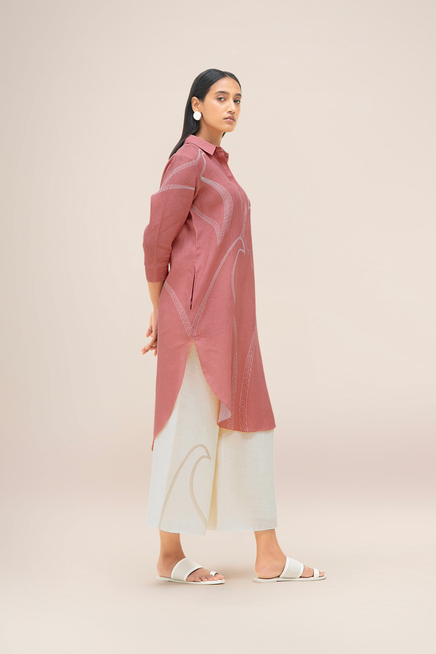  Linen Yuhina Tunic Set – Pink