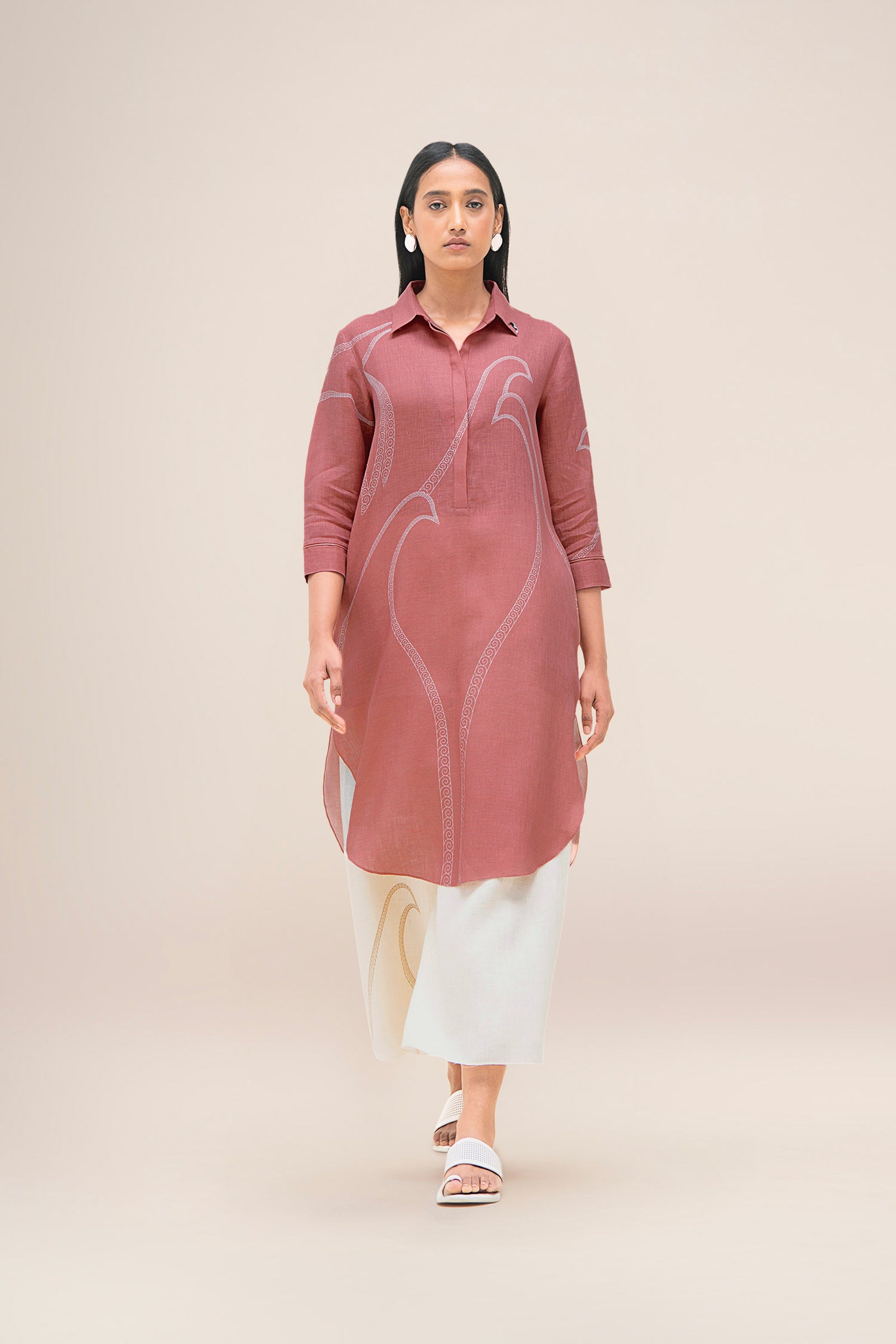  Linen Yuhina Tunic Set – Pink