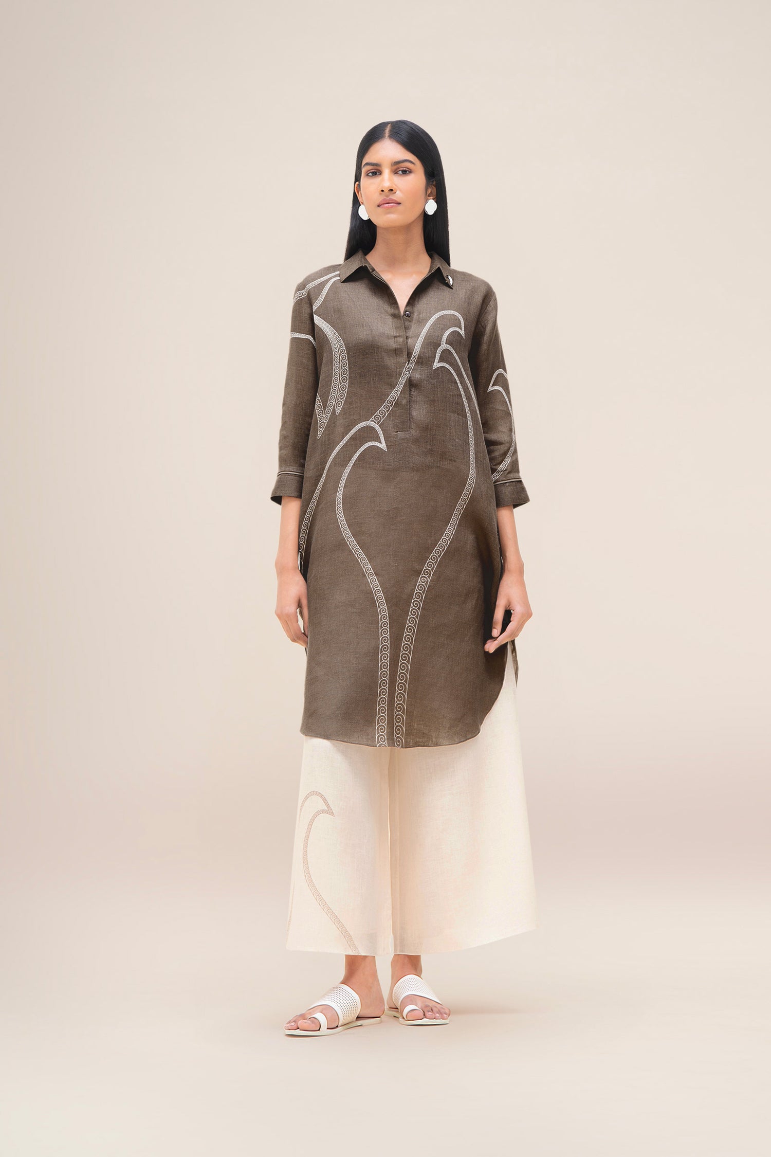  Linen Yuhina Tunic Set – Brown