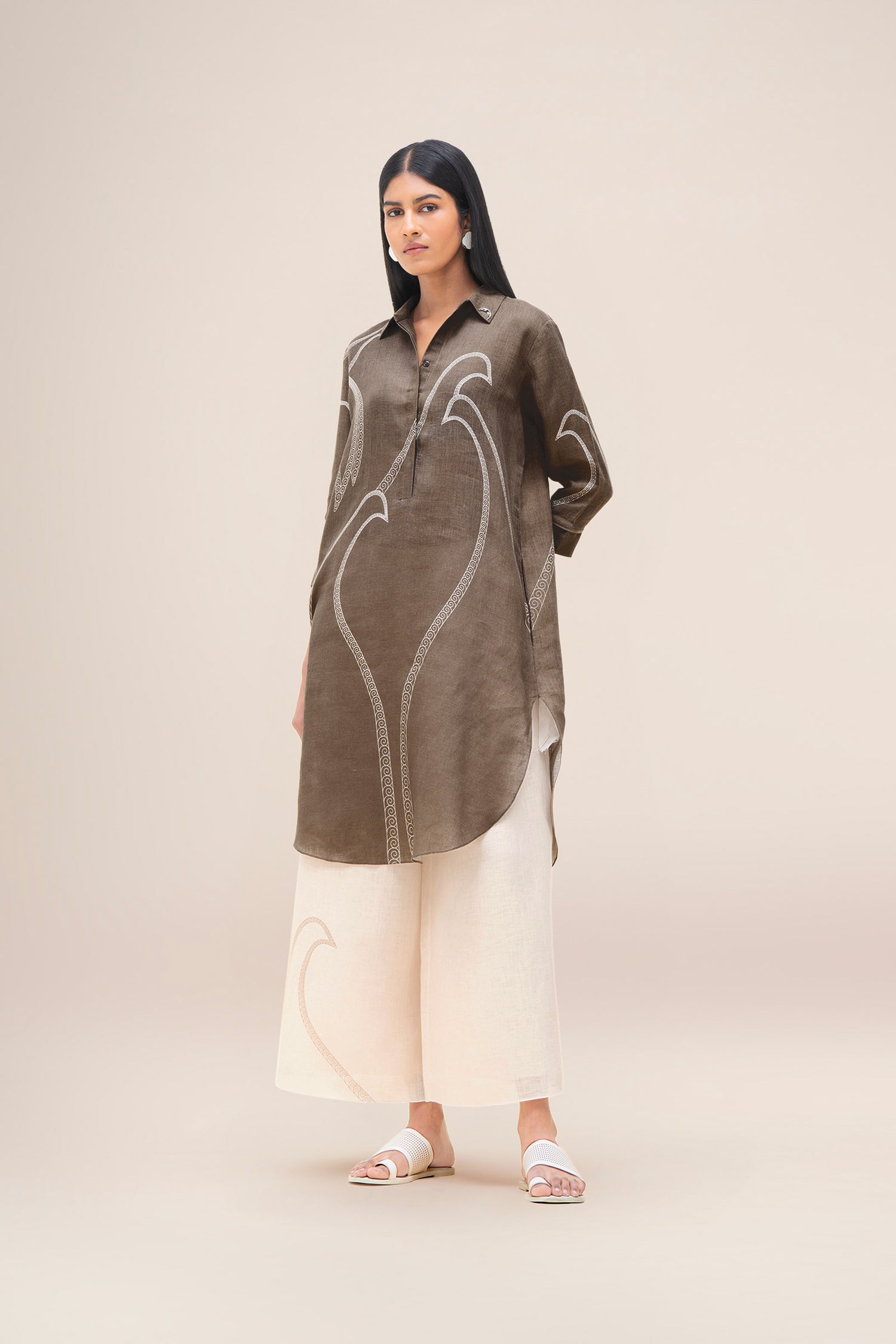  Linen Yuhina Tunic Set – Brown
