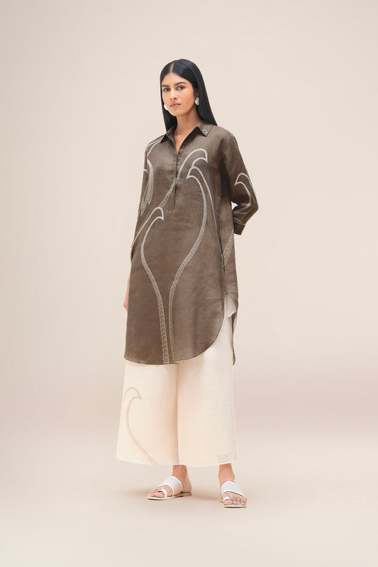 Linen Yuhina Tunic Set – Brown