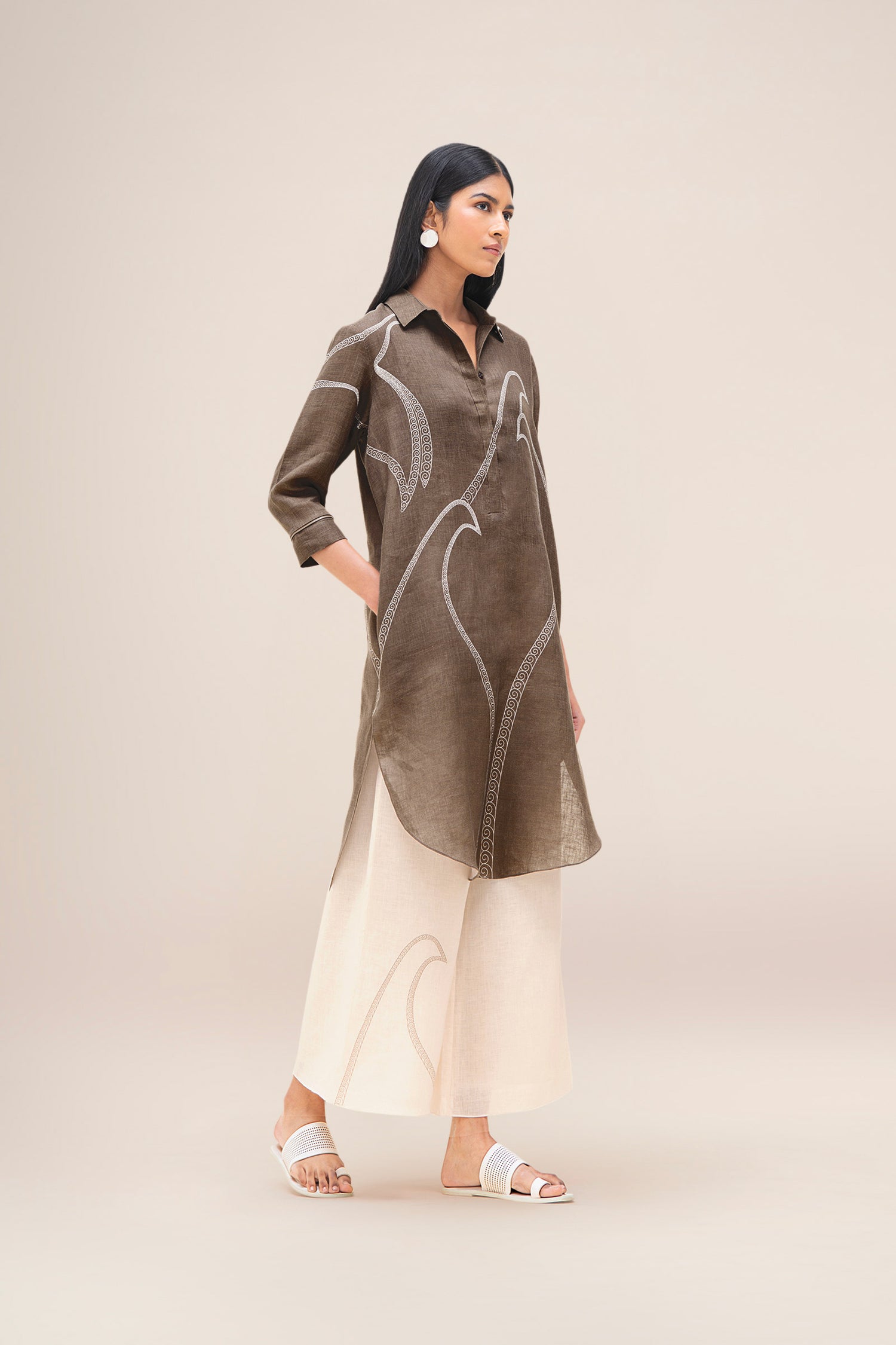  Linen Yuhina Tunic Set – Brown