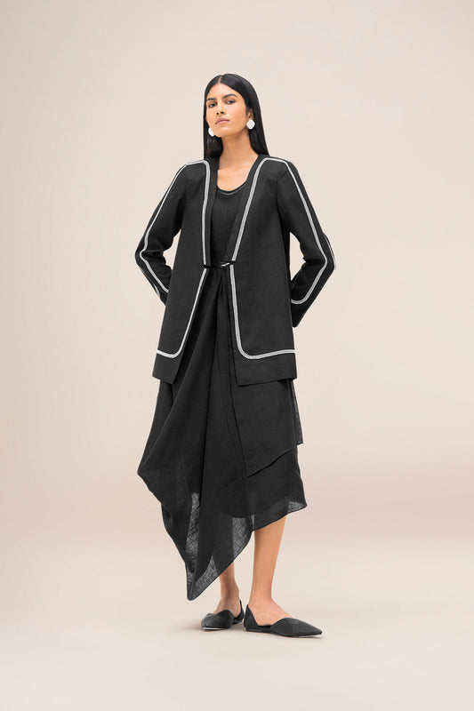 Linen Vivia Jacket – Black