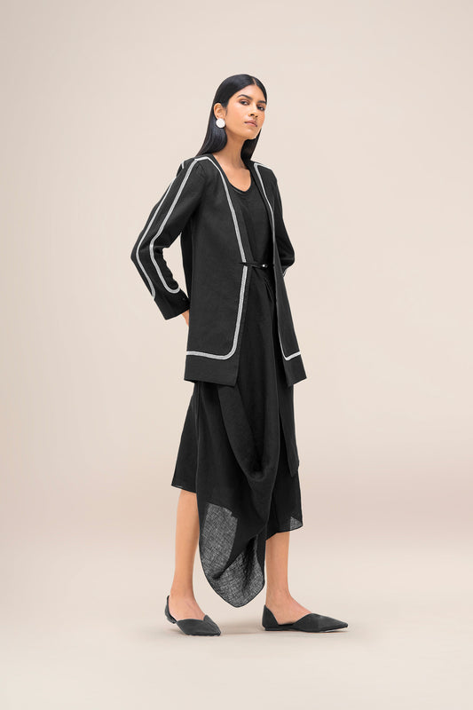 Linen Vivia Jacket – Black