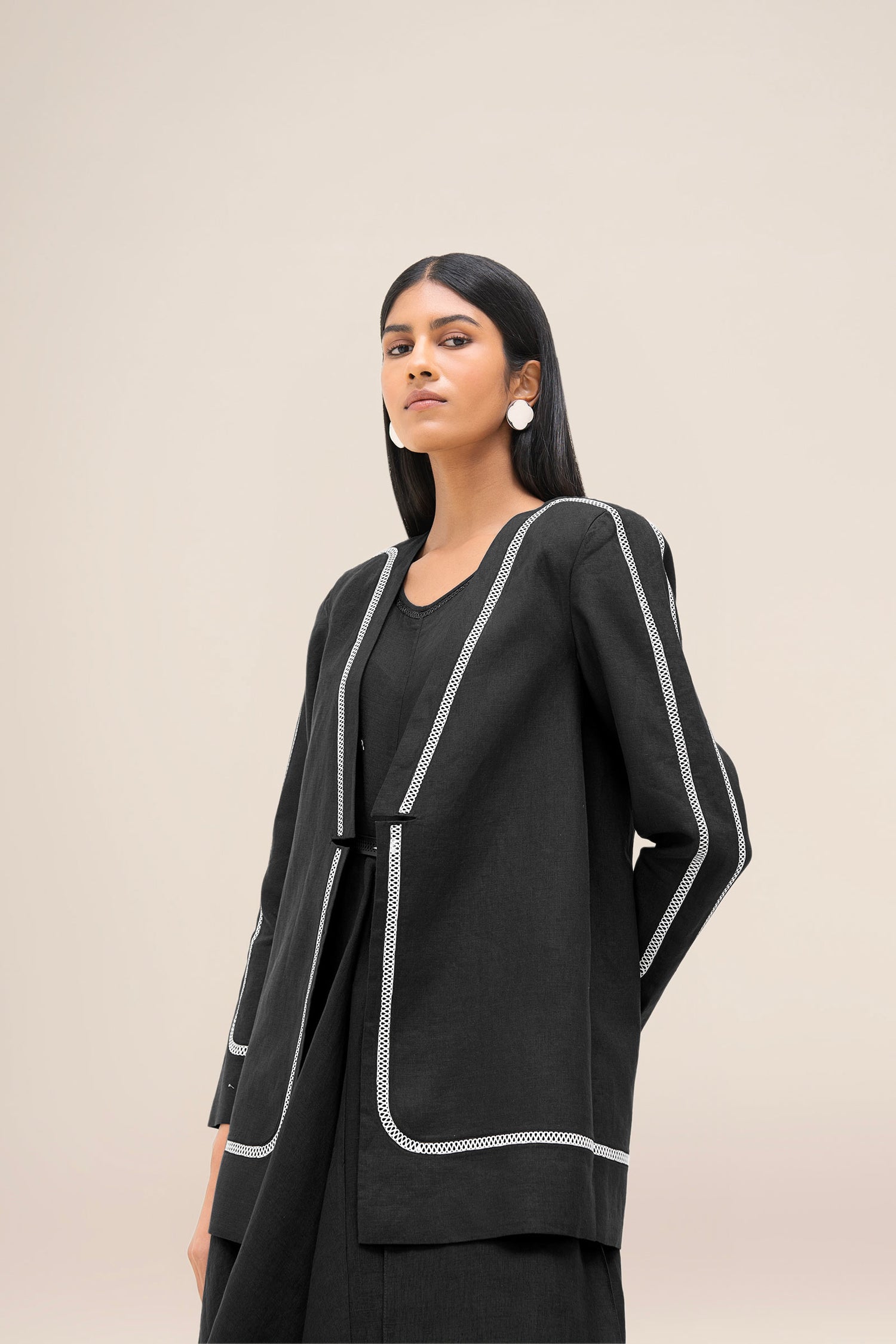  Linen Vivia Jacket – Black