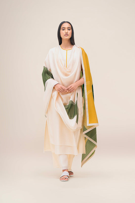 Chanderi Koyal Kurta Set – Ivory