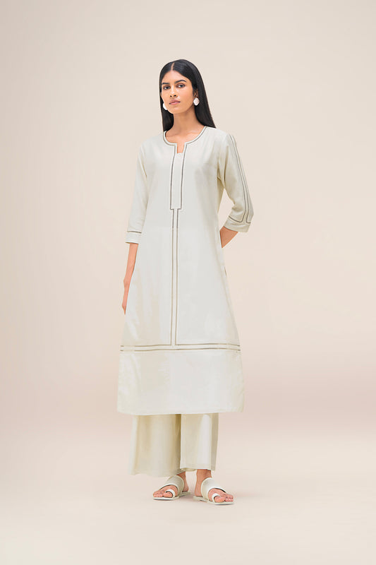 Chanderi Aranya Kurta Set – Ivory