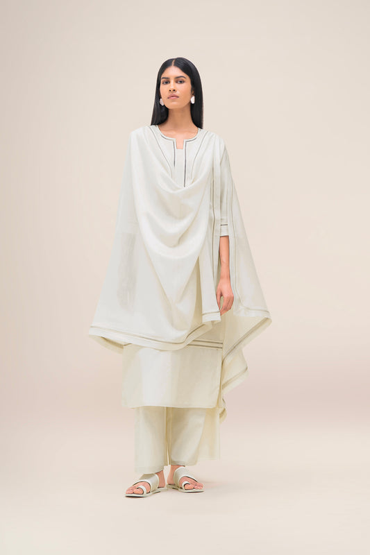 Chanderi Aranya Kurta Set – Ivory