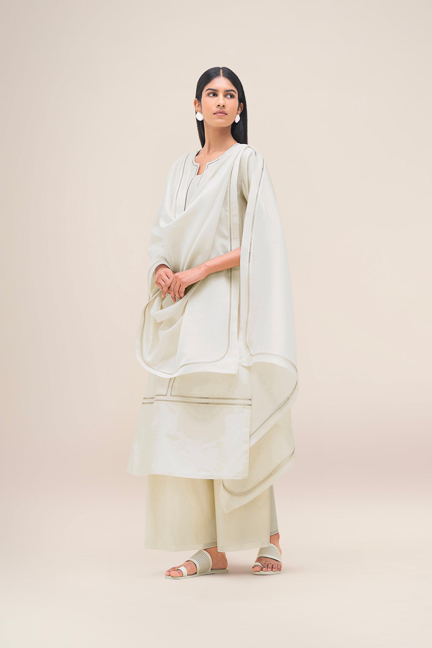 Chanderi Aranya Kurta Set – Ivory