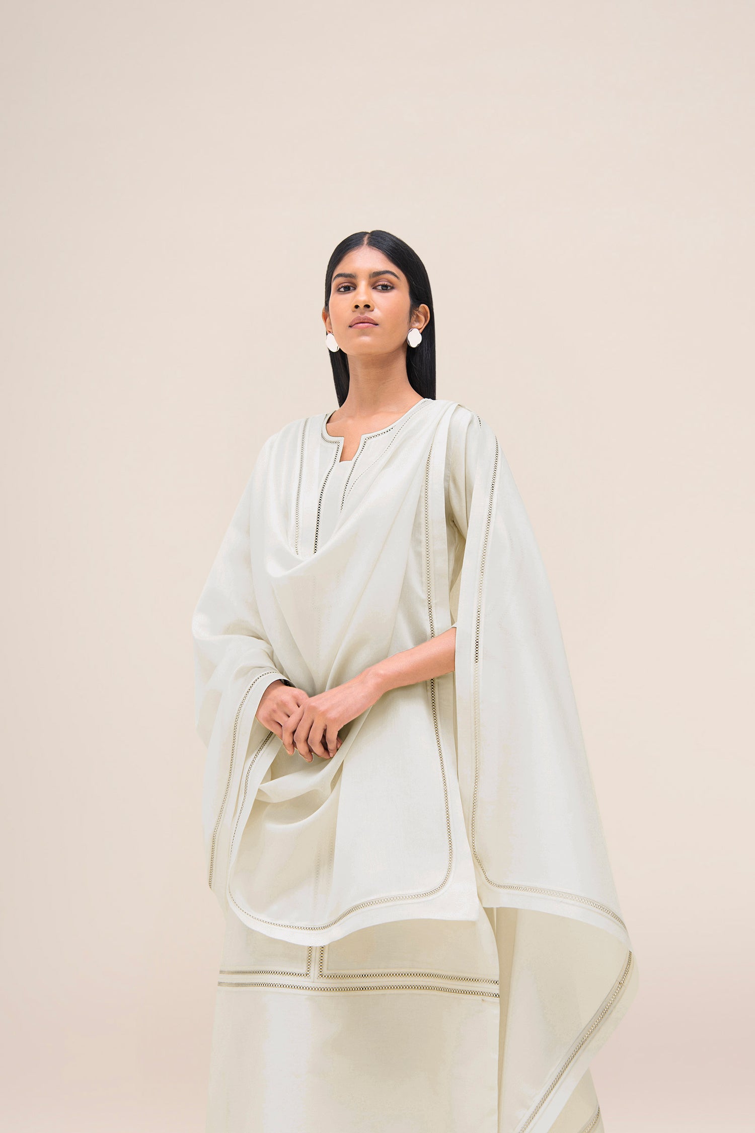  Chanderi Aranya Kurta Set – Ivory