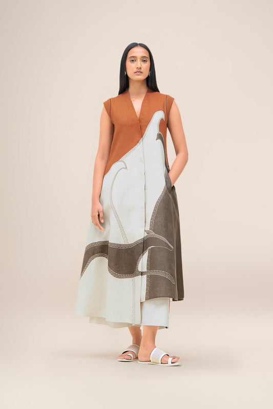 Linen Swan Jacket Set – Brown