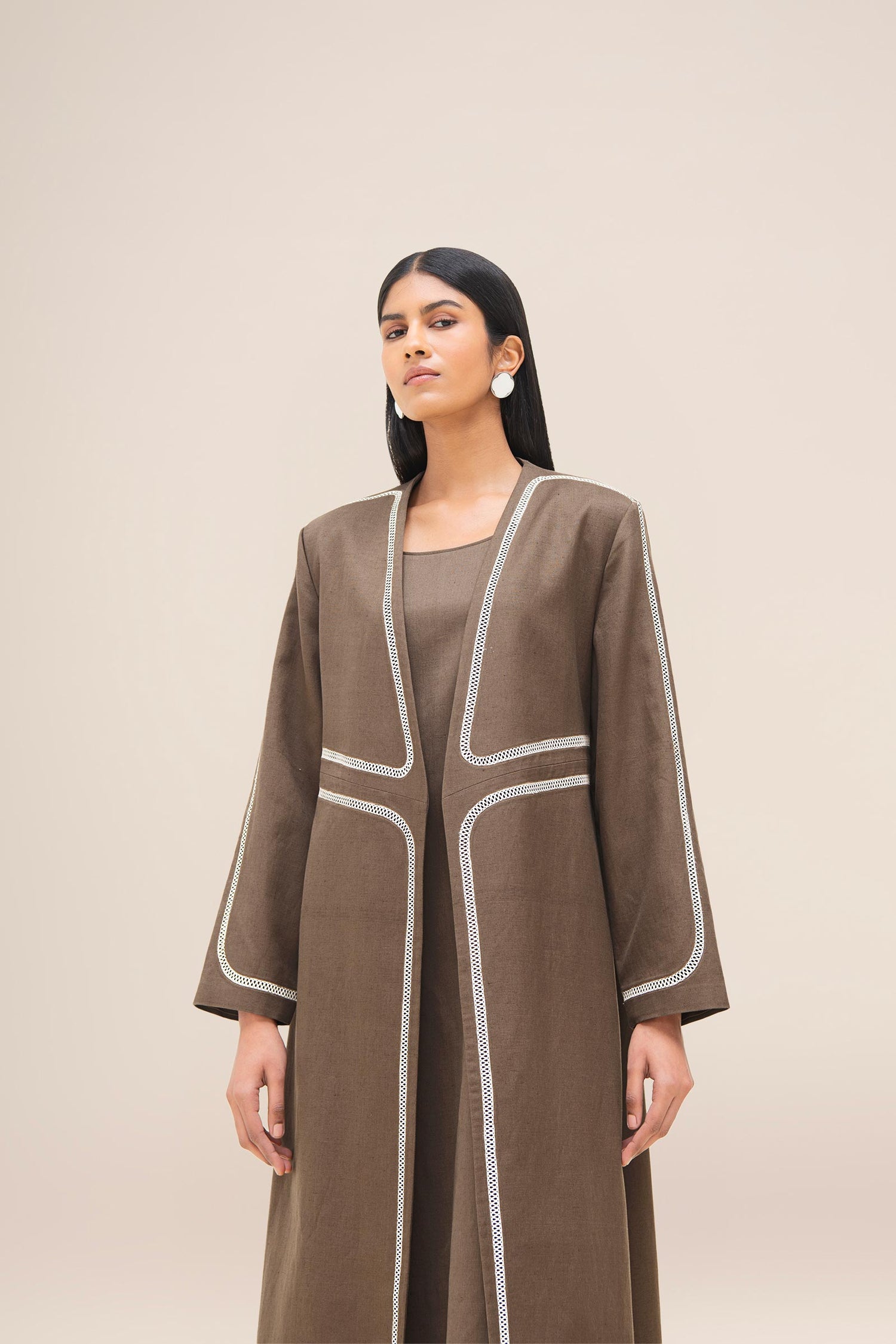  Linen Ravida Jacket Set – Brown
