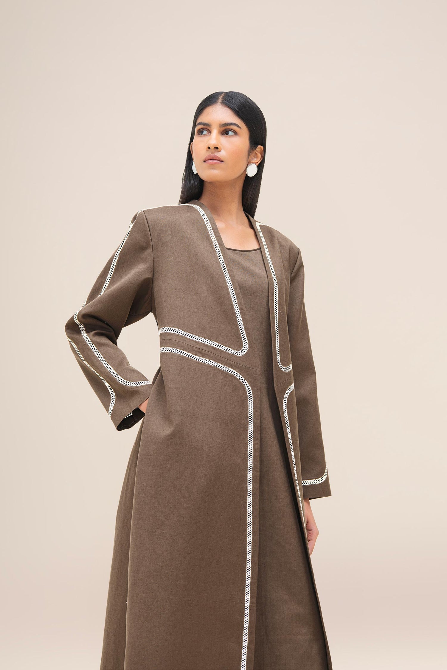  Linen Ravida Jacket Set – Brown